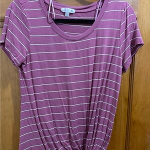 Nine Britton Purple Striped Short Sleeve Top